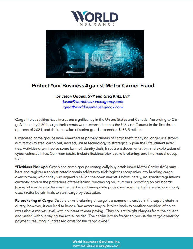 Protect your Business Against Motor Carrier Fraud